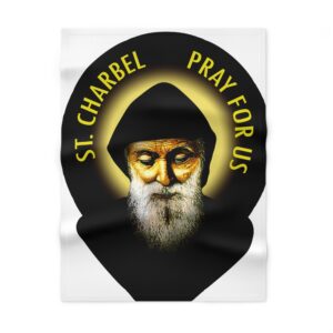 st charbel pray for us soft fleece baby blanket