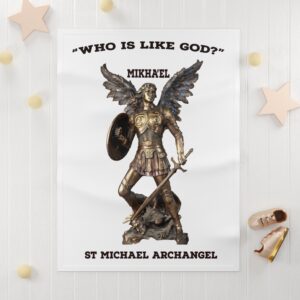 "who is like god?" st michael archangel soft fleece baby blanket