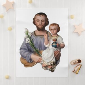 st joseph and the child jesus soft fleece baby blanket