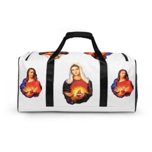 sacred heart of jesus and immaculate heart of mary duffle bag