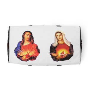 sacred heart of jesus and immaculate heart of mary duffle bag