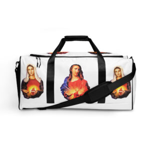 Shop sacred heart of jesus and immaculate heart of mary duffle bag