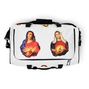 sacred heart of jesus and immaculate heart of mary duffle bag