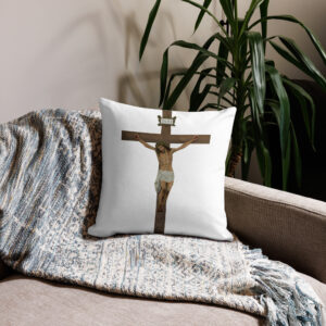 jesus crucified premium pillow
