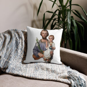 st joseph and the child jesus premium pillow