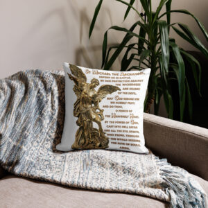 st michael archangel with prayer premium pillow