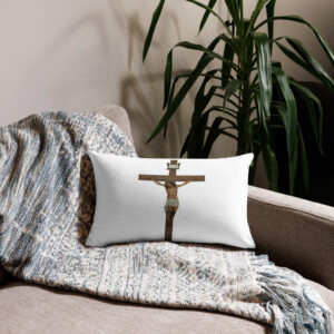 jesus crucified premium pillow