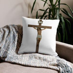 jesus crucified premium pillow