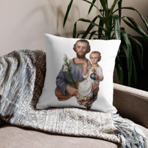 st joseph and the child jesus premium pillow