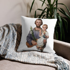 st joseph and the child jesus premium pillow
