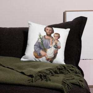 st joseph and the child jesus premium pillow case