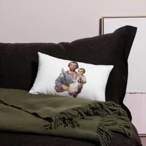 st joseph and the child jesus premium pillow case