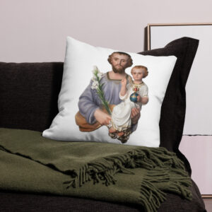 st joseph and the child jesus premium pillow case