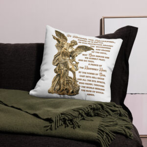 st michael archangel with prayer premium pillow case