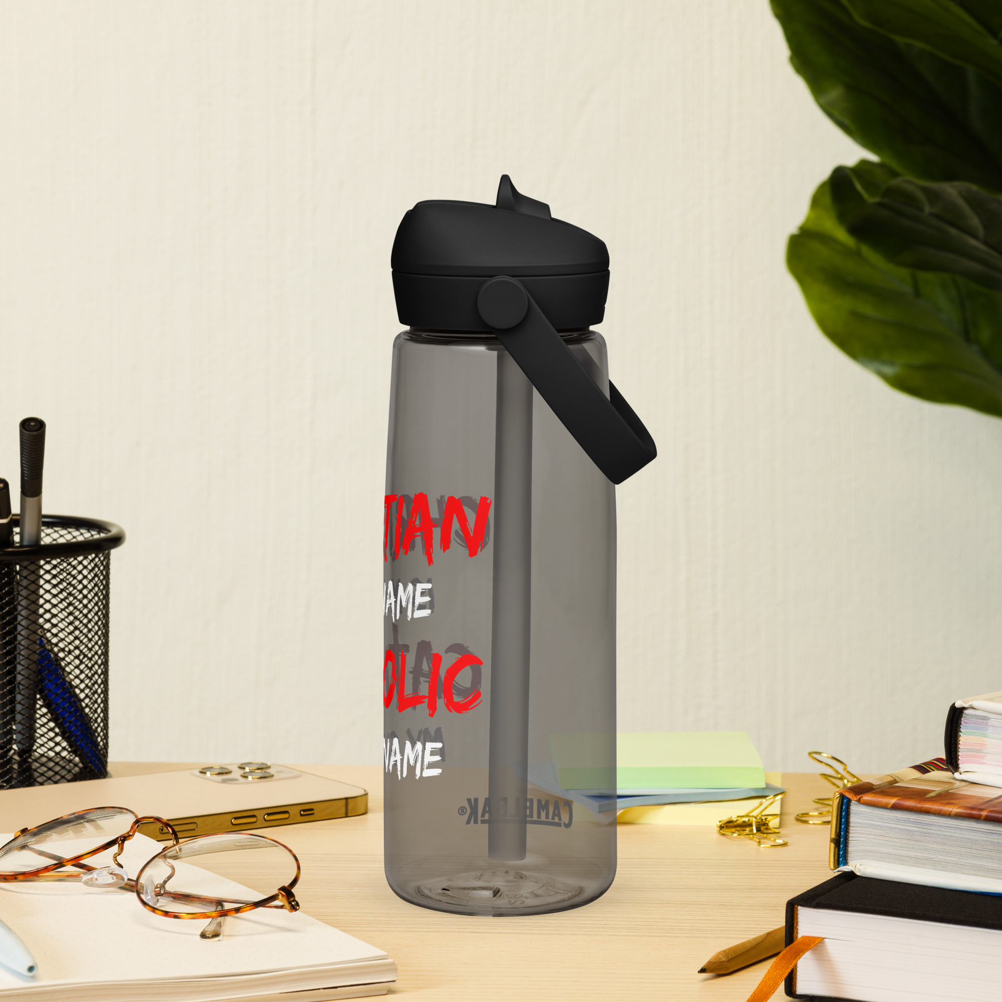 christian is my name, catholic my surname flip straw water bottle christian is my name, catholic my surname flip straw water bottle