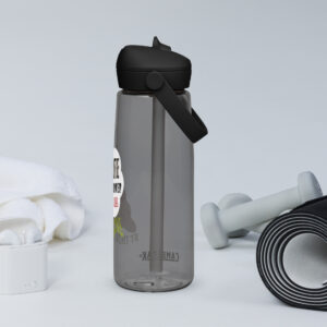 there is a first mover god flip straw water bottle