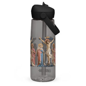 crucifixion scene flip straw water bottle