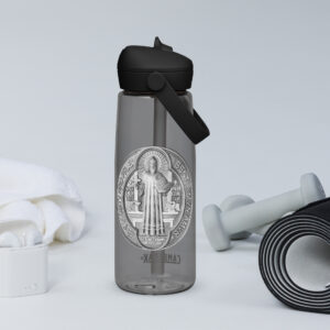 st benedict's medal flip straw water bottle