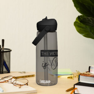 victory of truth is charity flip straw water bottle