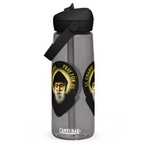 st charbel pray for us flip straw water bottle
