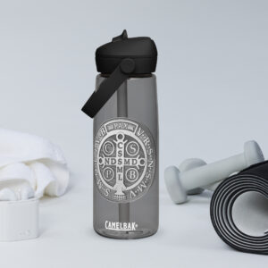 st benedict's medal flip straw water bottle