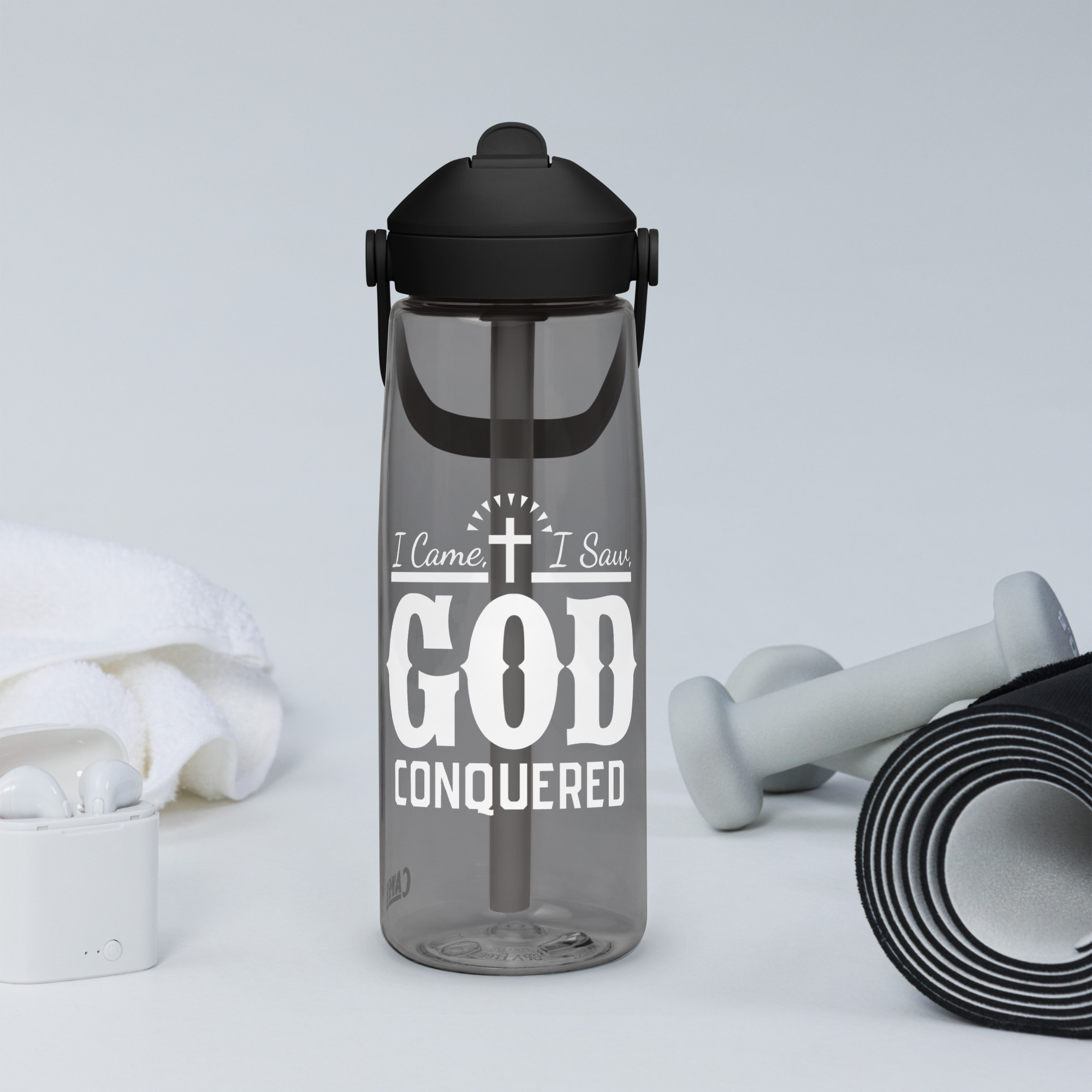 i came, i saw, god conquered flip straw water bottle i came, i saw, god conquered flip straw water bottle