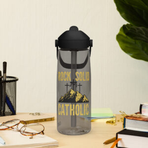 rock solid catholic flip straw water bottle