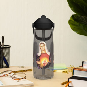 immaculate heart of mary flip straw water bottle