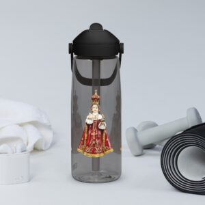 infant of prague flip straw water bottle