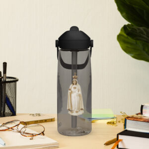 our lady of fatima flip straw water bottle