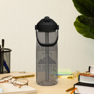 rock solid catholic flip straw water bottle