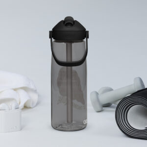 there is a first mover god flip straw water bottle