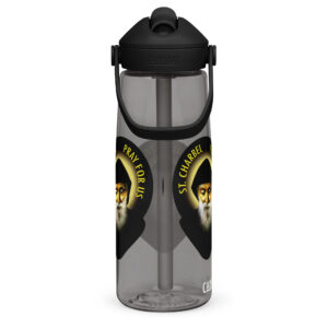 st charbel pray for us flip straw water bottle