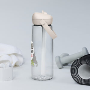 there is a first mover god flip straw water bottle