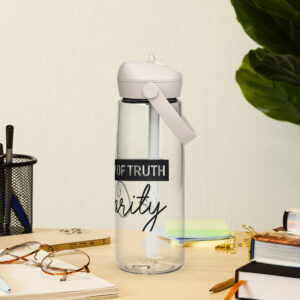 victory of truth is charity flip straw water bottle