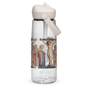 crucifixion scene flip straw water bottle