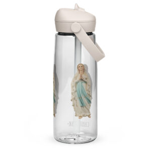 our lady of lourdes flip straw water bottle