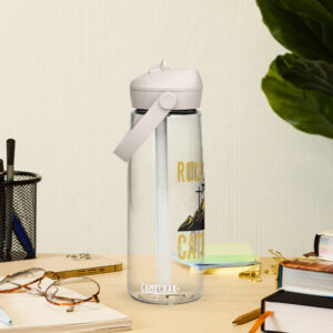 rock solid catholic flip straw water bottle