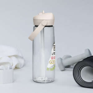 there is a first mover god flip straw water bottle