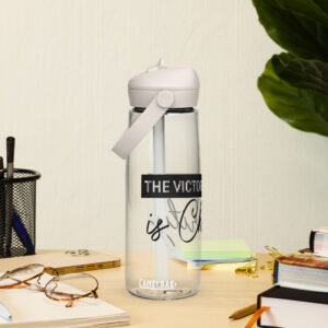 victory of truth is charity flip straw water bottle