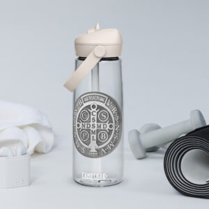 st benedict's medal flip straw water bottle
