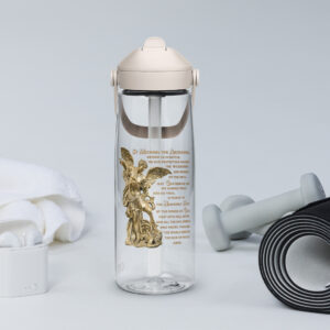 st michael archangel with prayer flip straw water bottle