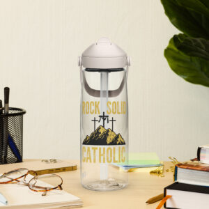 rock solid catholic flip straw water bottle
