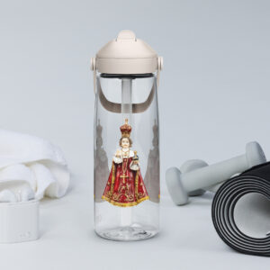 infant of prague flip straw water bottle
