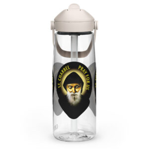 st charbel pray for us flip straw water bottle