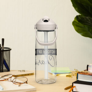 victory of truth is charity flip straw water bottle