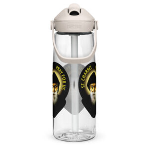 st charbel pray for us flip straw water bottle
