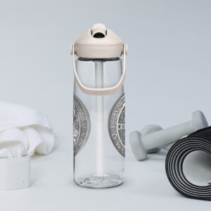 st benedict's medal flip straw water bottle