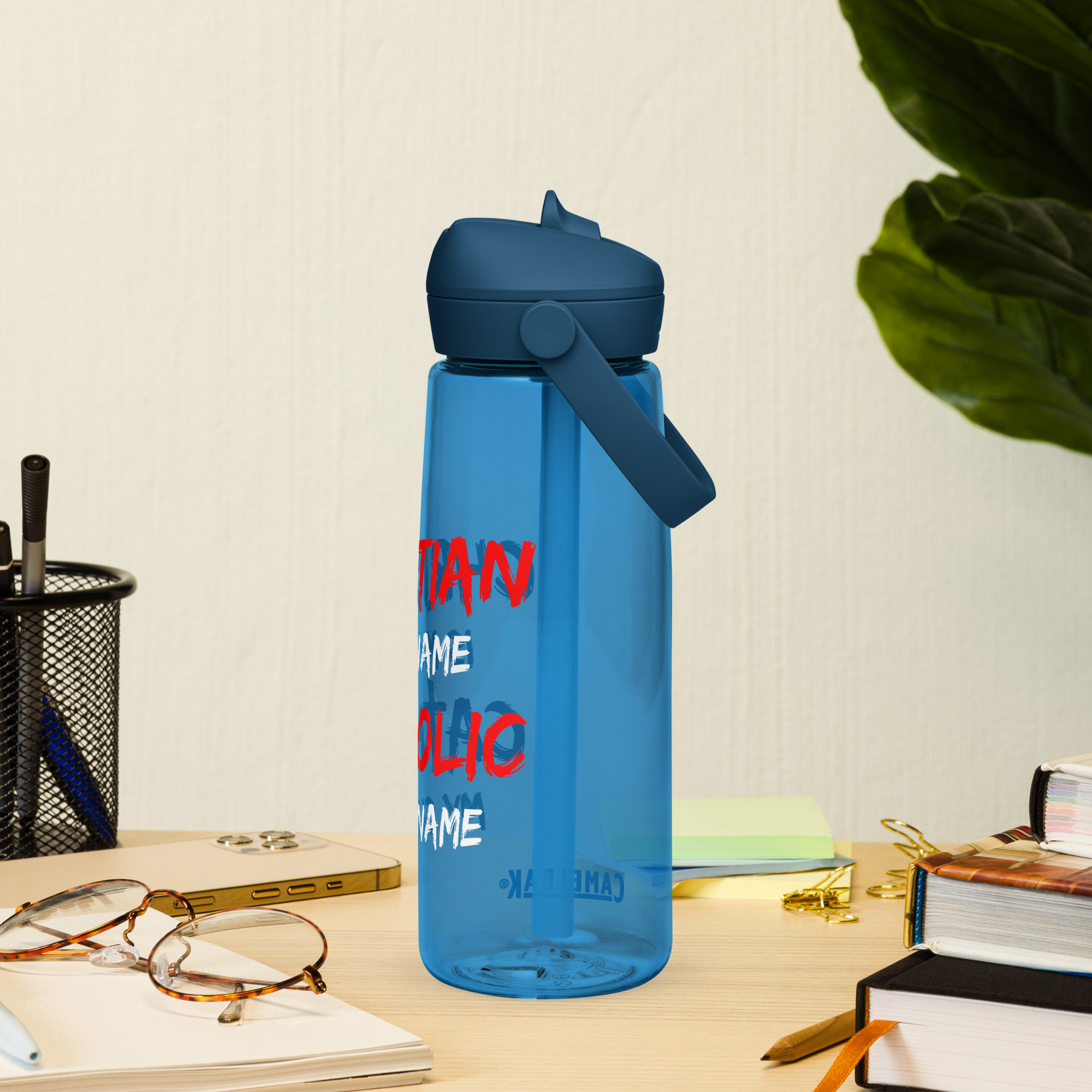 christian is my name, catholic my surname flip straw water bottle christian is my name, catholic my surname flip straw water bottle