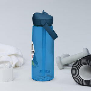 there is a first mover god flip straw water bottle